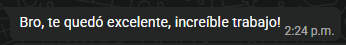 Comentario positivo de un cliente
